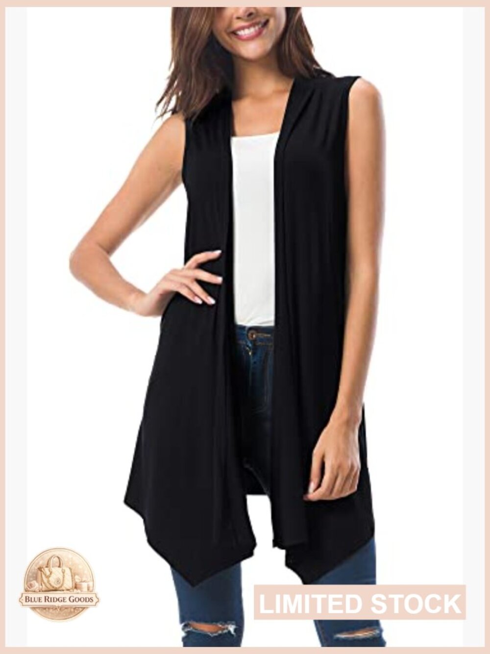 Sleeveless Cardigan Vest Lightweight Open Front Summer Layering Piece - Picture 3 of 6